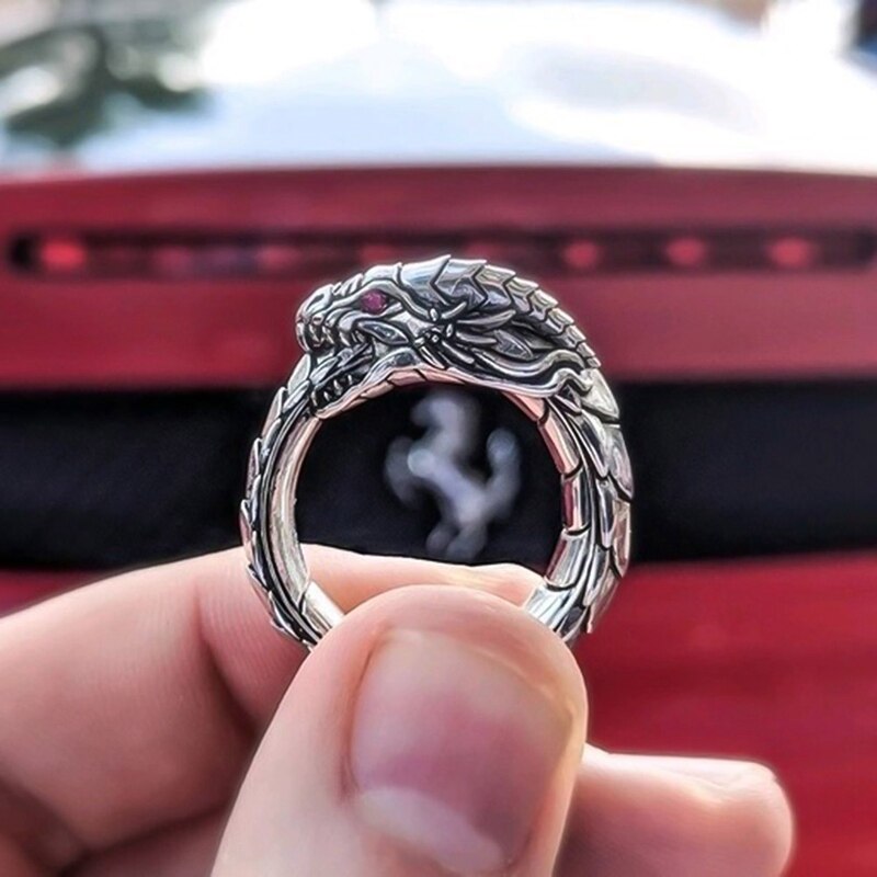 Viking retro gótico punk rock hip hop anéis masculinos na moda dragão anéis jóias acessórios presente de aniversário