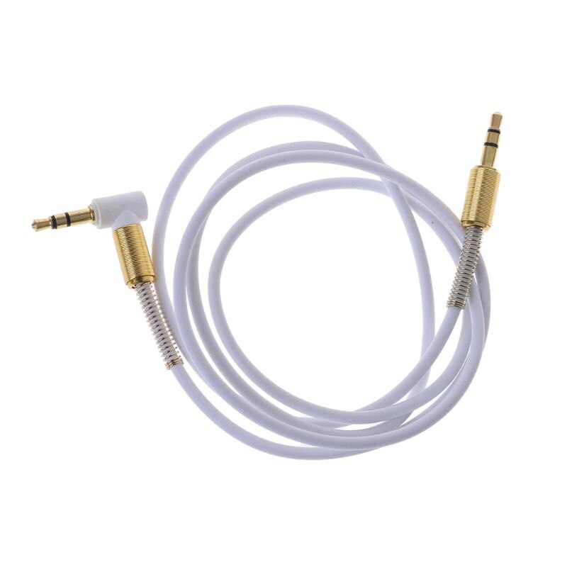 Car Aux Audio Cable 3.5mm Jack Male to Male HIFI Universal Stereo Audio Cable with 90 Degree Angle: White