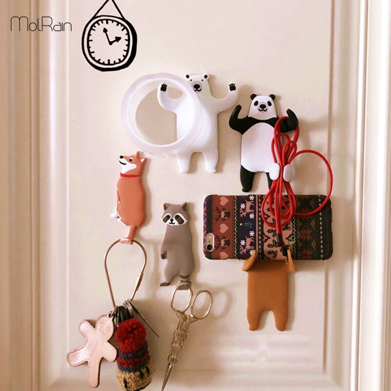 1pcs Wall Hook Animals Key Holder Hanger Holder Wall Hook Kitchen Organizer Bathroom Accessories Shaped