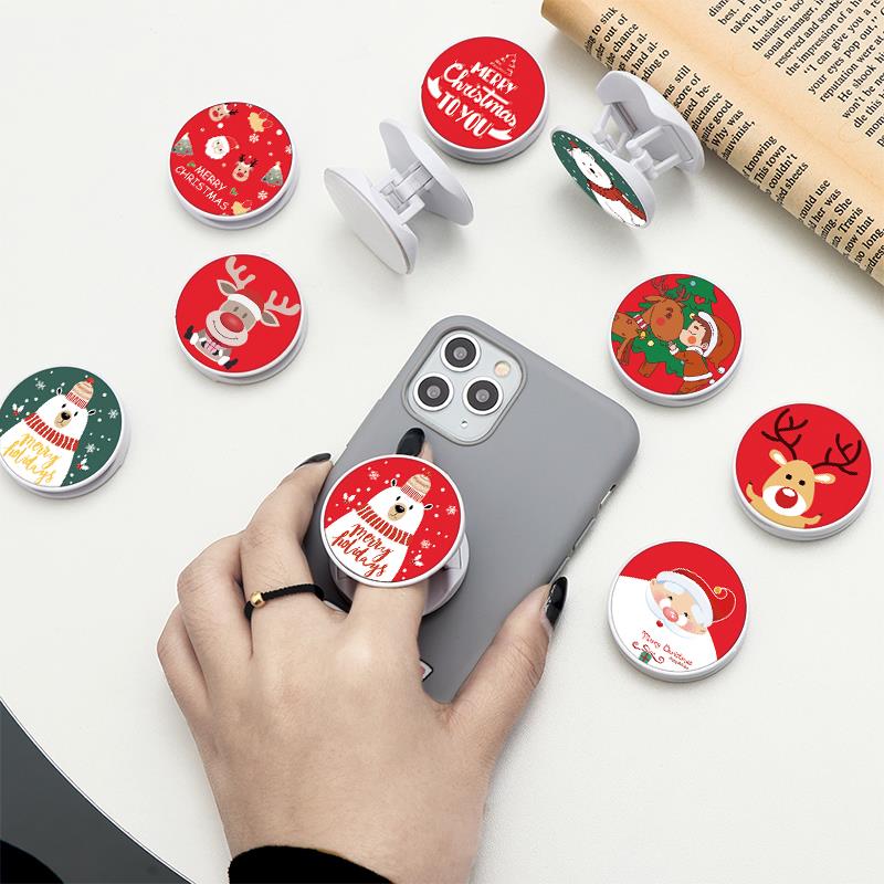 Universele mobiele telefoonhouder, kerst hert cartoon telefoonstandaard, vingerringhouder voor iphone, telefoonbeugel, standaard