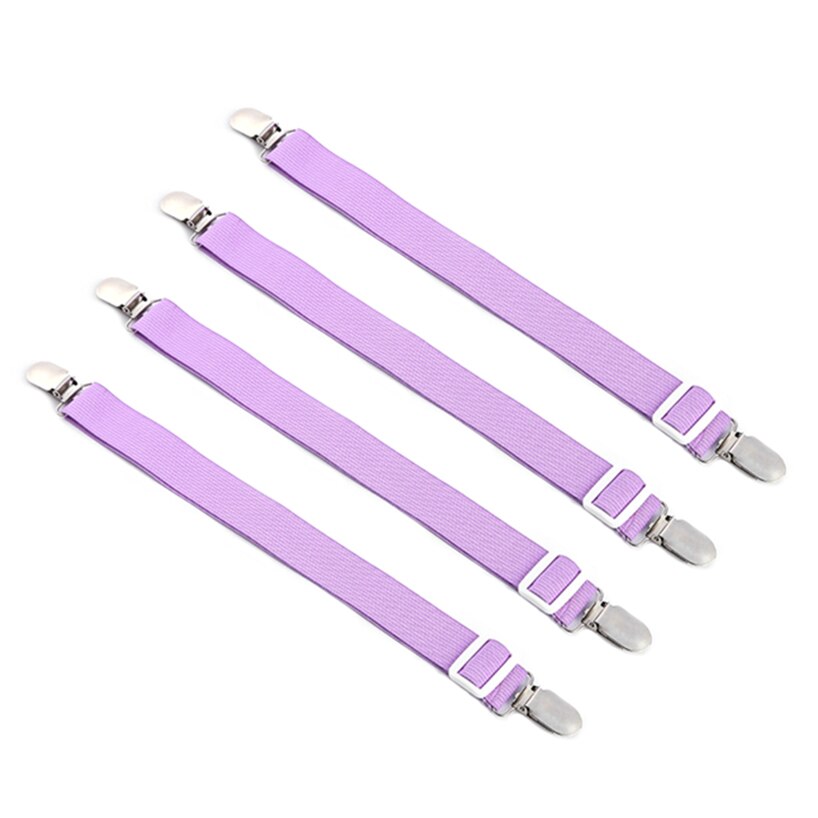4pcs Adjustable Elastic Mattress Cover Corner Holder Clip Bed Sheet Fasteners Straps Grippers Suspender Cord Hook Loop Clasps 35: Purple
