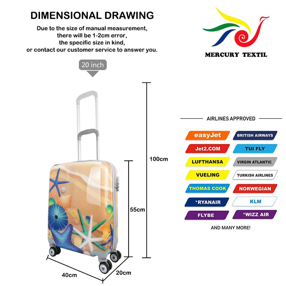 MERCURY TEXTIL-Equipaje de Mano,55cm Ligera con 4 Ruedas,película Protectora Que se Quita,Material Policarbonato (Estrella Mar)
