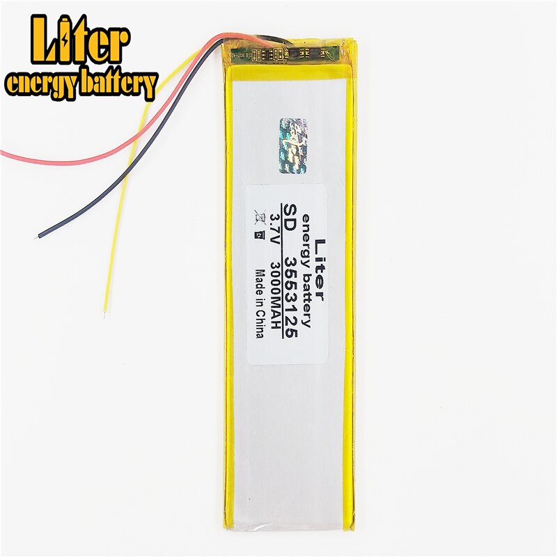 3 Lijn 3.7V 3000Mah 3553125 Lithium Polymer Li-Po Oplaadbare Batterij Voor Mp5 Gps Dvd E-book Tablet pc Power Bank Video Game