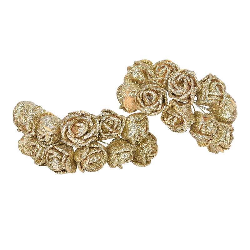 Ramo de flores artificiales de espuma con purpurina brillante, ramo decorativo de rosas de 2cm, decoración para de boda, 72 Uds.: F01