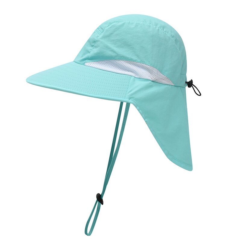 . .Flap Cap Brede Rand Lichtgewicht Draagbare Uv Bescherming Waterbestendig Hals Cover Zonnehoed Met Riem