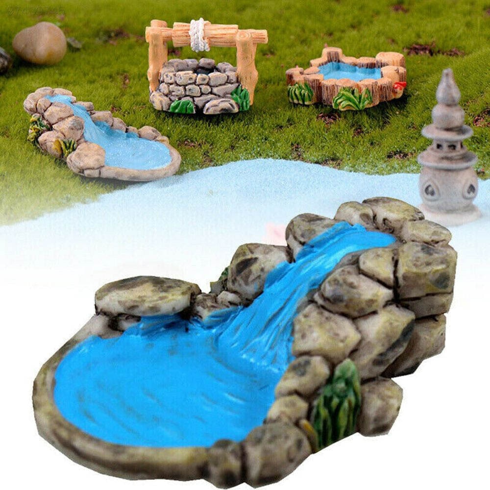 Diy miniatyr mini vattenpool fe trädgård gräsmatta prydnad för berg dockskåp heminredning hantverk
