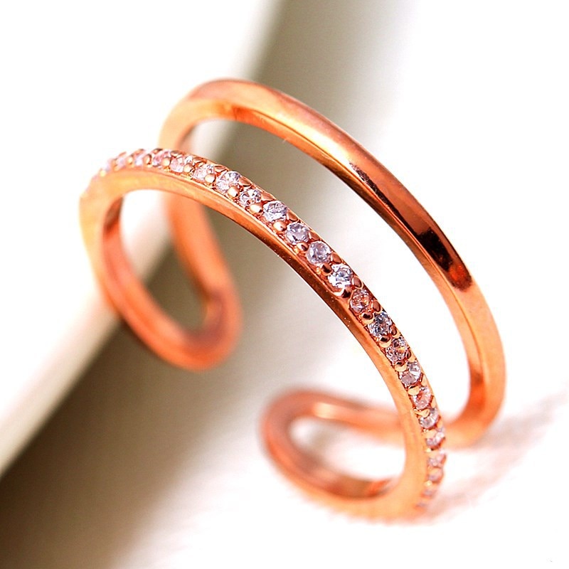 Wedding Rings Fire Double-layer Zircon Adjustable Charm Ladies Ring Engagement Christmas For Woman Female Jewelry
