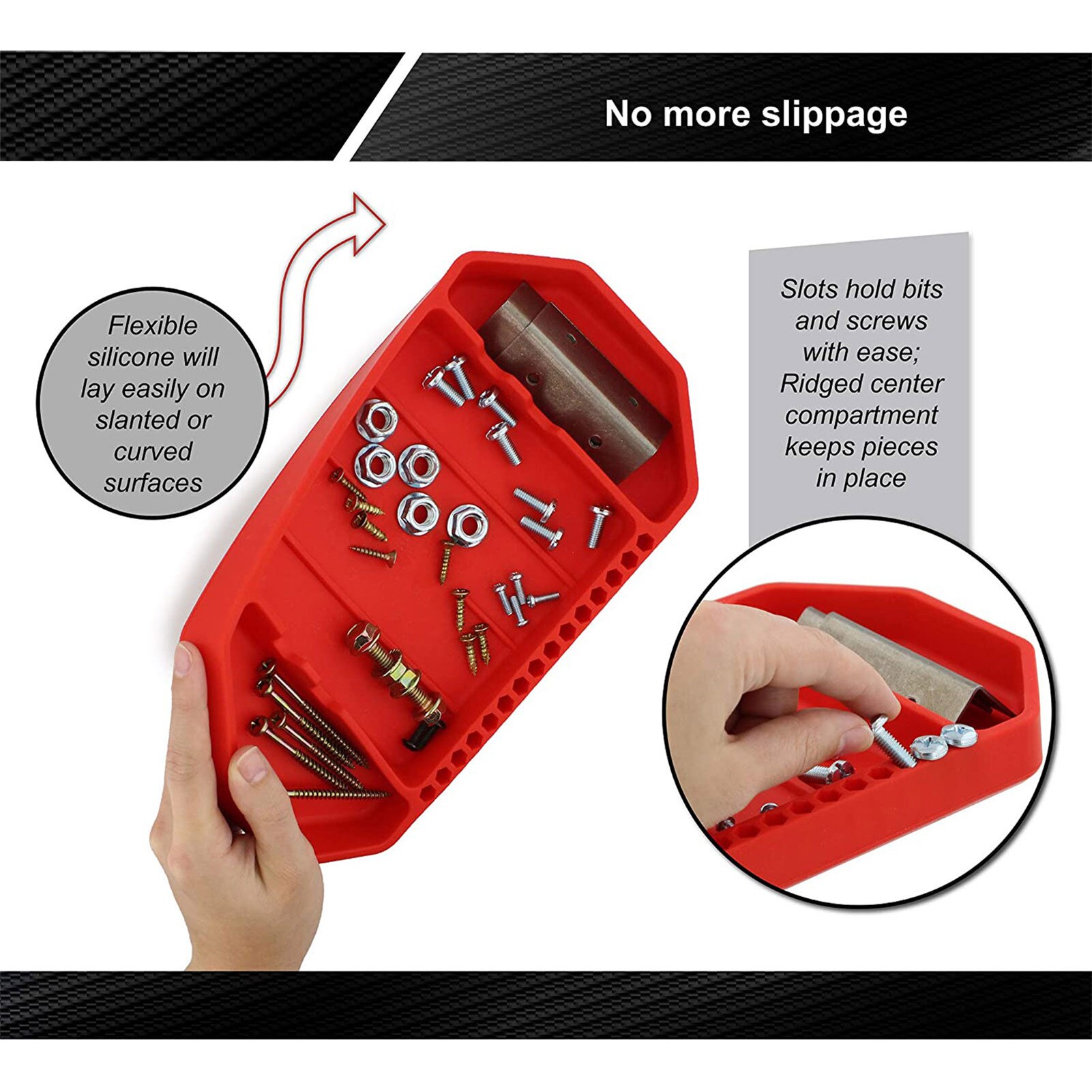 Auto Non-slip Flexible Tool Holder Box Organizer Tray With Handle Silicone Ultra Durabl Workshop Repair Car Tools Storage Tray