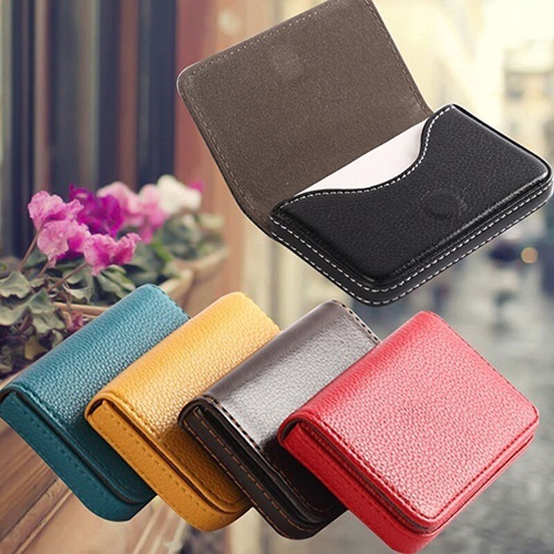Yuecimie Grote Capaciteit Unisex Visitekaartje Case Id Pouch Vrouwen Pu Lederen Card Box Man Credit Kaarthouder Zwart Bruin