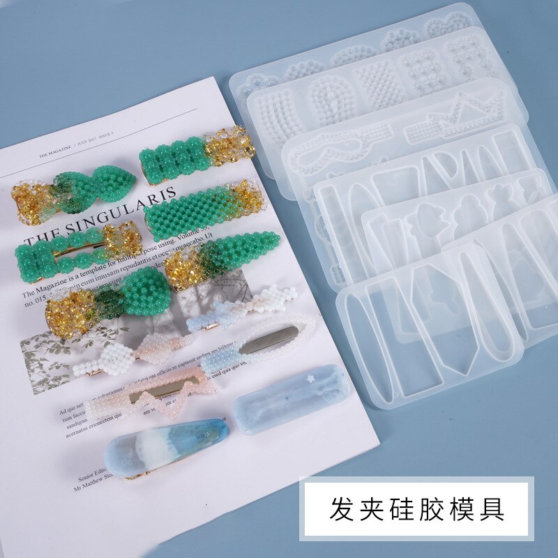 Beauty Styling Tool Jewelry Making UV Resin Mold Hair Clip Irregular Charms Silicone Mold Make Your Own Hairpin Blanks