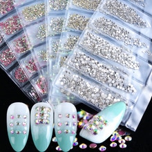 1440 stk blanding størrelse hvit ab sjarm spiker rhinestones 3d spiker Kunst dekorasjoner krystaller måke strass perler edelstener steiner  tr1049