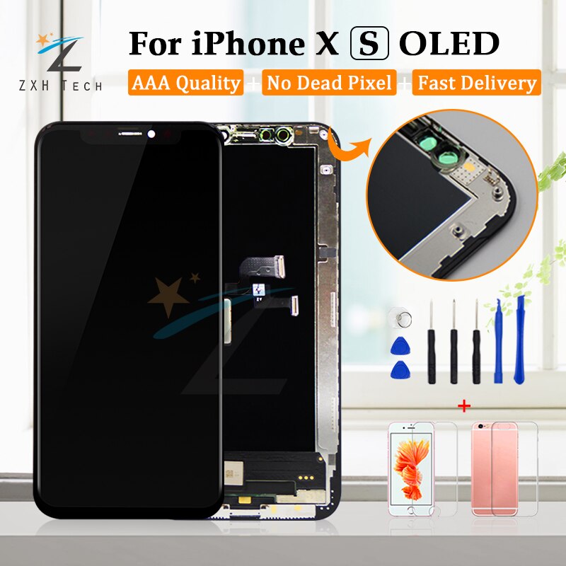 Klasse AAA Für iPhone X XS OLED LCD Anzeige Für iPhone X LCD Mit 3D Touchscreen Digitizer Ersatz Montage mit Waterpoof