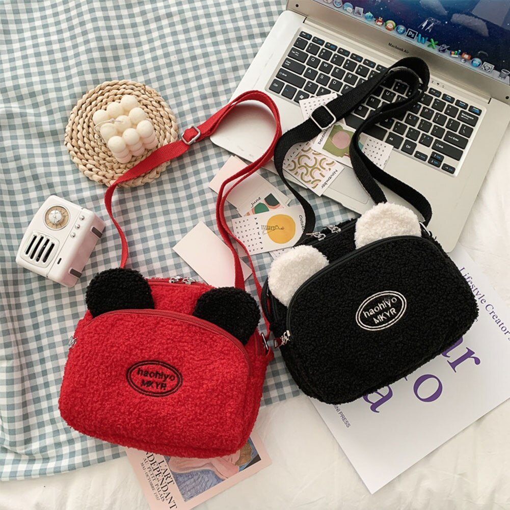 Nowy przyjazd dzieci śliczne pluszowy królik retro kontrast portmonetki mini kreskówka portfel dziewczyny torba na ramię