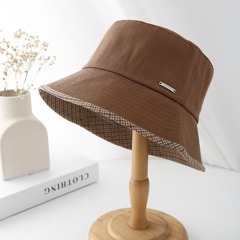 Forår sommer bøllehat kvinder retro enkel sløjfehat kvinder japansk stil fiskerhat med stor skygge: Sort