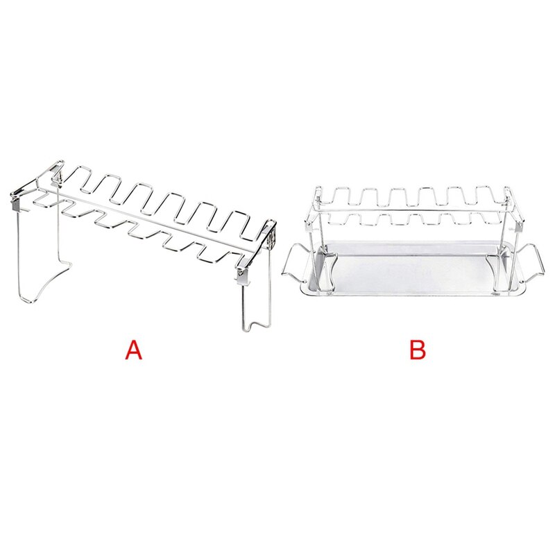Folded Stainless Steel Grilled Chicken Leg Rack With Bottom Trays Grilled Chicken Rack BBQ Grill Tray 14 Cards: grill with tray