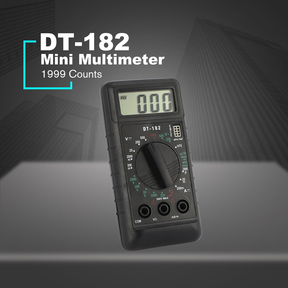 DT-182 Numérique Mini Multimètre DC/AC Compteur De Courant de Tension Poche Voltmètre Ampèremètre Diode Triode Testeur Multimètre
