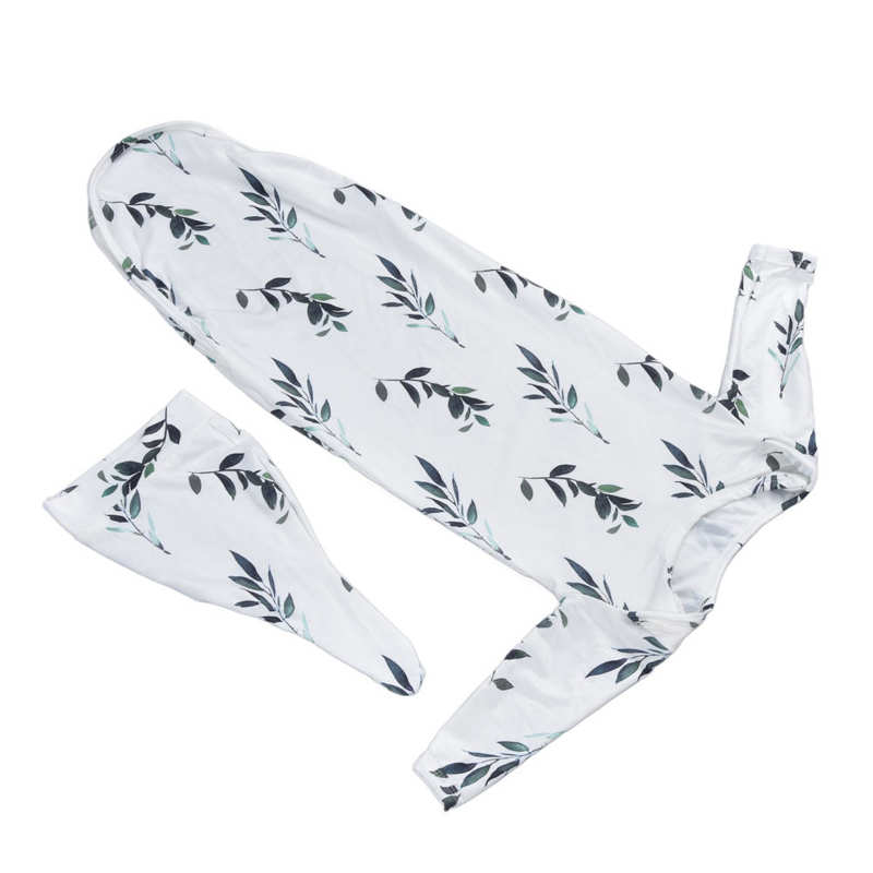 Baby Sleeping Gown Baby Gown Olive Leaf Pattern with Hat for Outings for Home Wear