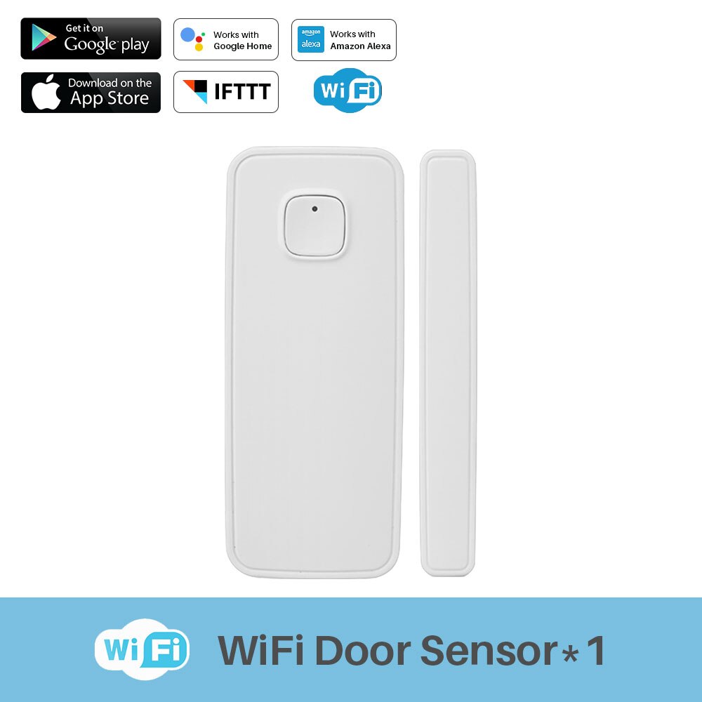 Sensor de Porta Janela De Alarme Inteligente Home Security Wi-fi inteligente PK Xiaomi Porta Sensor de Trabalho Com Alexa Google App Controle Tuya casa IFTTT: 1 Pcs