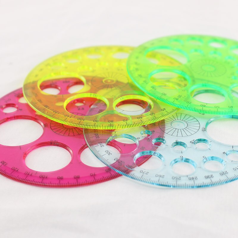 1PCs 360 Degree Protractor Circle Modern Master Template Home Sewing Tools Office School Drafting Supplies Random Color