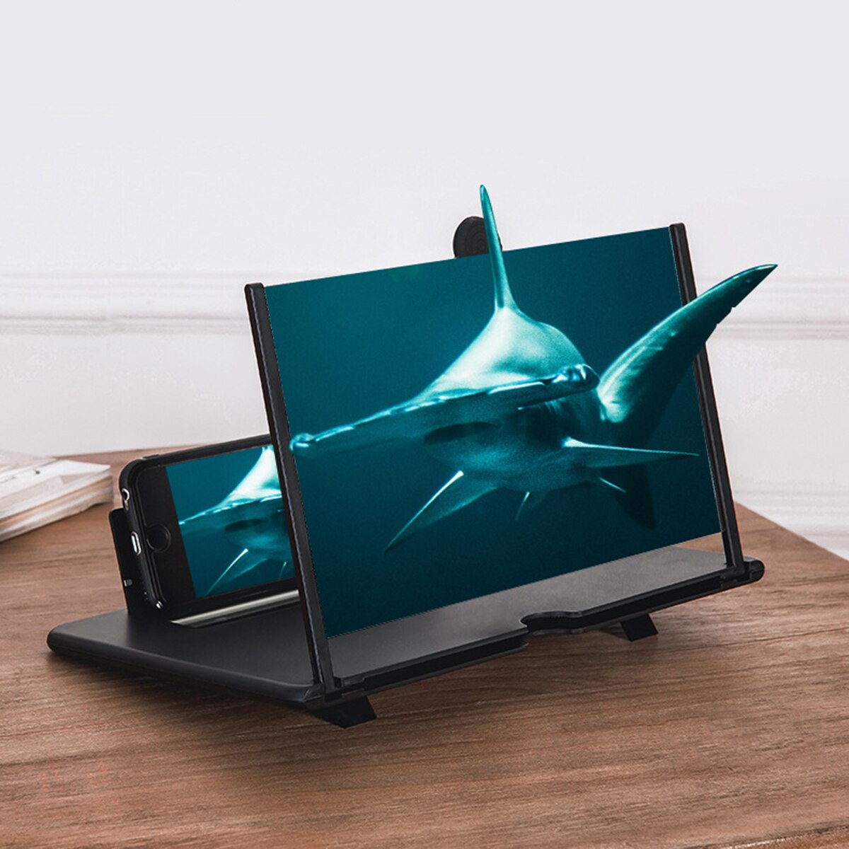 Nyeste pull typer mobiltelefon forstærker 3d effekt high definition stor skærm med skrivebordsholder forstørrelse foldning til filmspil