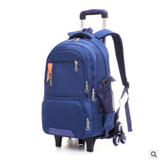 ZIRANYU School Wheeled backpack bags for boys Children Trolley Backpacks for school kids backpack on wheels Student rolling bags: 6 wheels blue