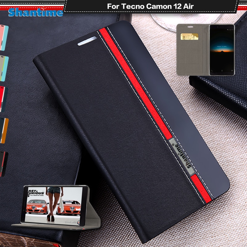 Luxury PU Leather Case For Tecno Camon 12 Air Flip Case For Tecno Camon 12 Air Phone Case Soft TPU Silicone Back Cover