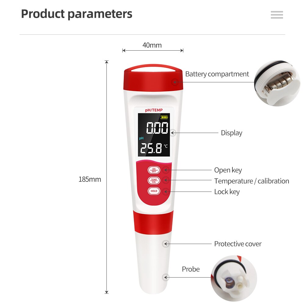 Medidor Digital de PH/ORP/H2/TDS, analizador EC de hidrógeno disuelto de pureza, herramienta de medición de temperatura, probador de del agua para piscinas, acuario
