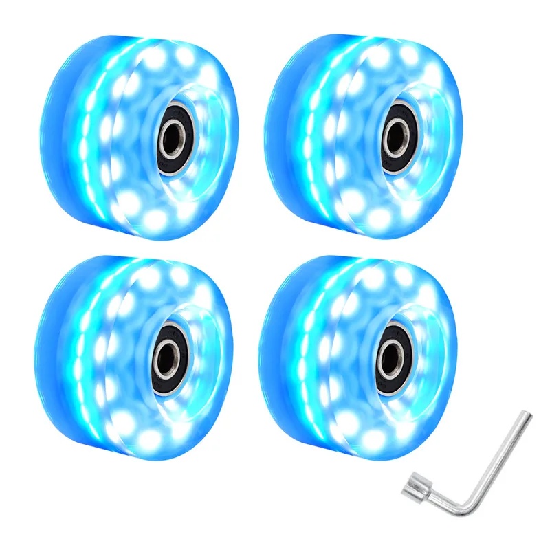 Transparentes blinkendes Rad, Inline-Rollschuhe, universelles PU-Leuchtrad, für drinnen und draußen, Rollschuhe, zweireihiges Rad, Eislaufen: Gelb