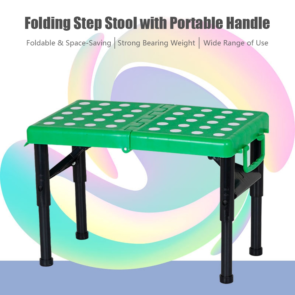 Portable Folding Stool with Handle Adjustable Heavy Duty Stepping Stool Anti-Skid Folding Step Stool for Travel Camping Fishing