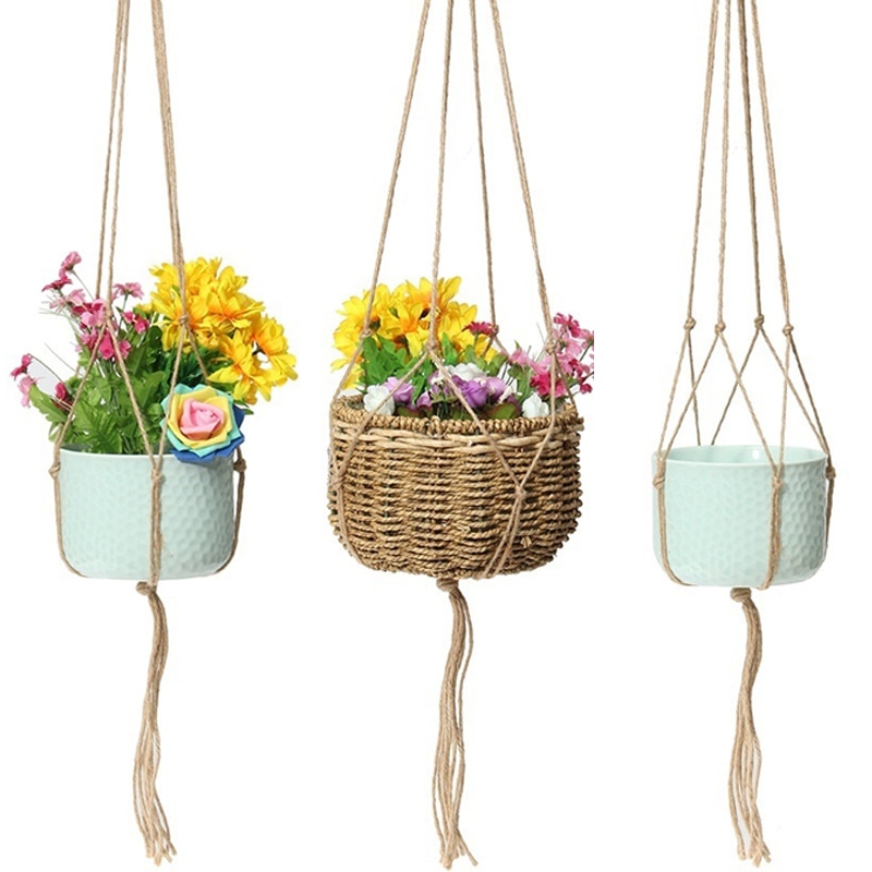 1Pcs Pot Hanging Rope Hemp Ropes Macrame Plant Flower Pot Hang Holder Basket Hanger Home Vertical Garden Balcony Decoration