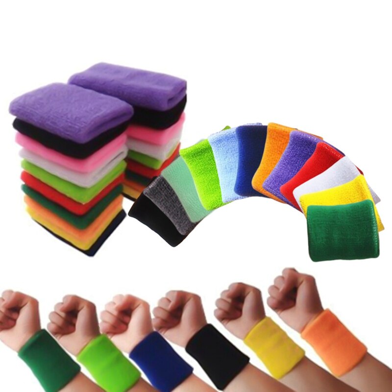 1PCS Colorful Cotton Unisex Sport Sweatband Wristband Wrist Protector Running Badminton Basketball Brace Terry Cloth Sweat Band