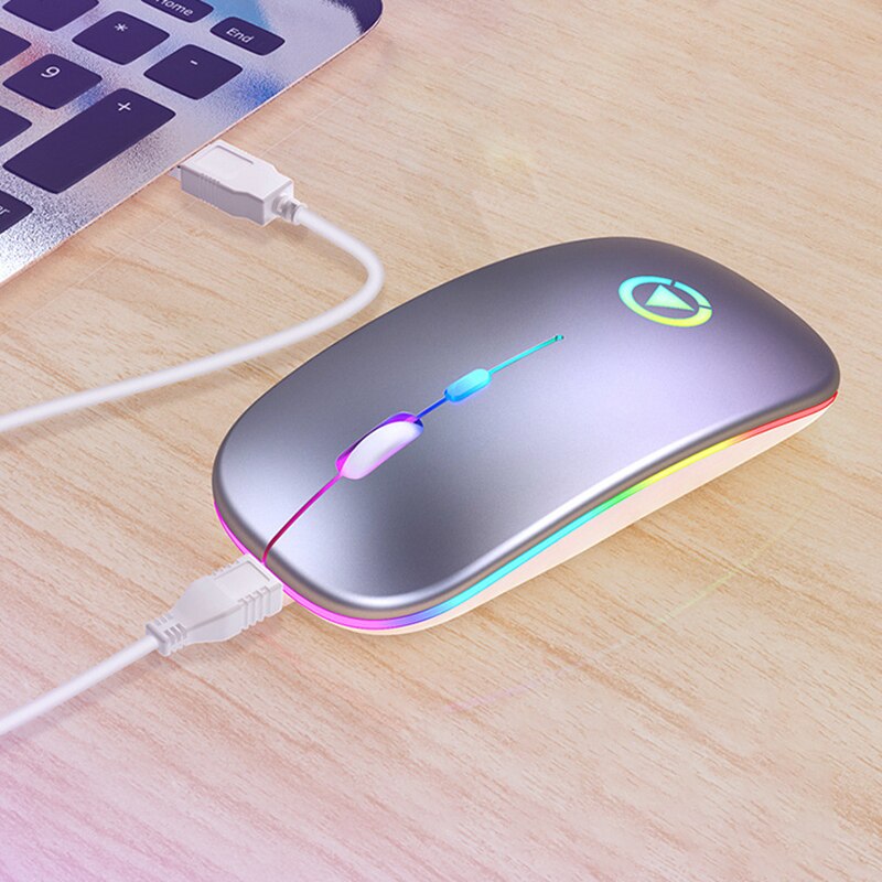 White 2.4G Wireless Mouse Silent Mute Rechargeable Computer Accessories Office Bluetooth Mice With USB Cable