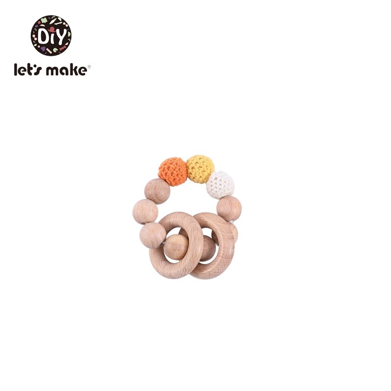 Lad os lave babybider legetøj bpa gratis 2 stk/sæt armbånd bøg ring kanin øre dyr tegneserie blomst gnaver bider: Gult armbånd