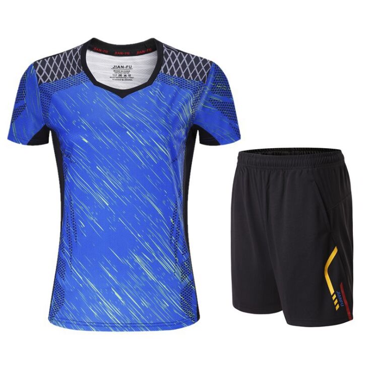 Ropa de tenis para niños, camisa de bádminton para niños, tenis de mujer , camisa masculina para hombre, conjunto de tenis de mesa azul: Kids Blue Set / S