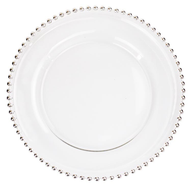 Plateau de rangement rond en perles, verre Transparent pour gâteau aux fruits, assiette à Dessert, hôtel, Restaurant, service de table, ustensiles de cuisine: Silver / 330mm