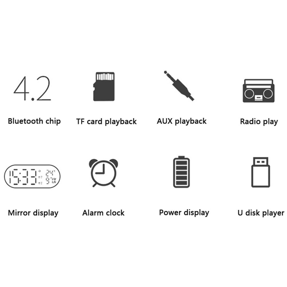 Desktop eenvoudige digitale Muziekspeler Led Draadloze Bluetooth Dual Speaker Spiegel Oppervlak Wekker multifunctionele muziek klok