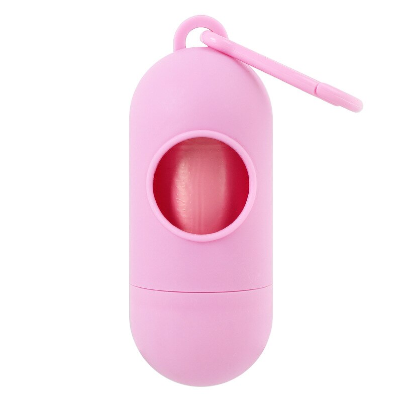 Suministros para limpieza de mascotas caja de basura tipo píldora bolsa de basura para Perros tipo de bala bolsa de desechos para mascotas portátil: Pink