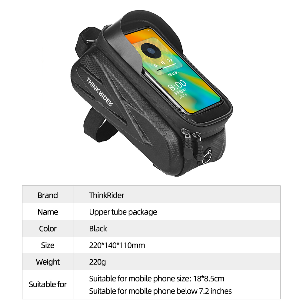 ThinkRider Fahrrad Tasche 2L Rahmen Vorne Rohr Radfahren Tasche Fahrrad Wasserdichte Telefon fallen Halfter 7 Zoll Touchscreen Tasche Zubehör