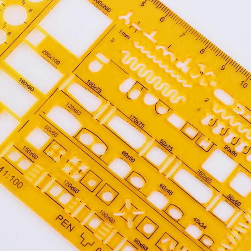 Architectural Template Ruler Drawing Stencil Measuring Tool Student W8ED