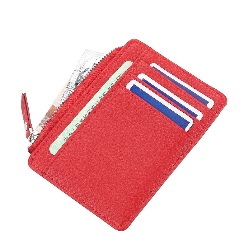 Mode Mannen/Vrouwen Mini Id-kaart Houders Business Credit Card Houder Pu Leather Slim Bankkaart Case Organizer Wallet rits