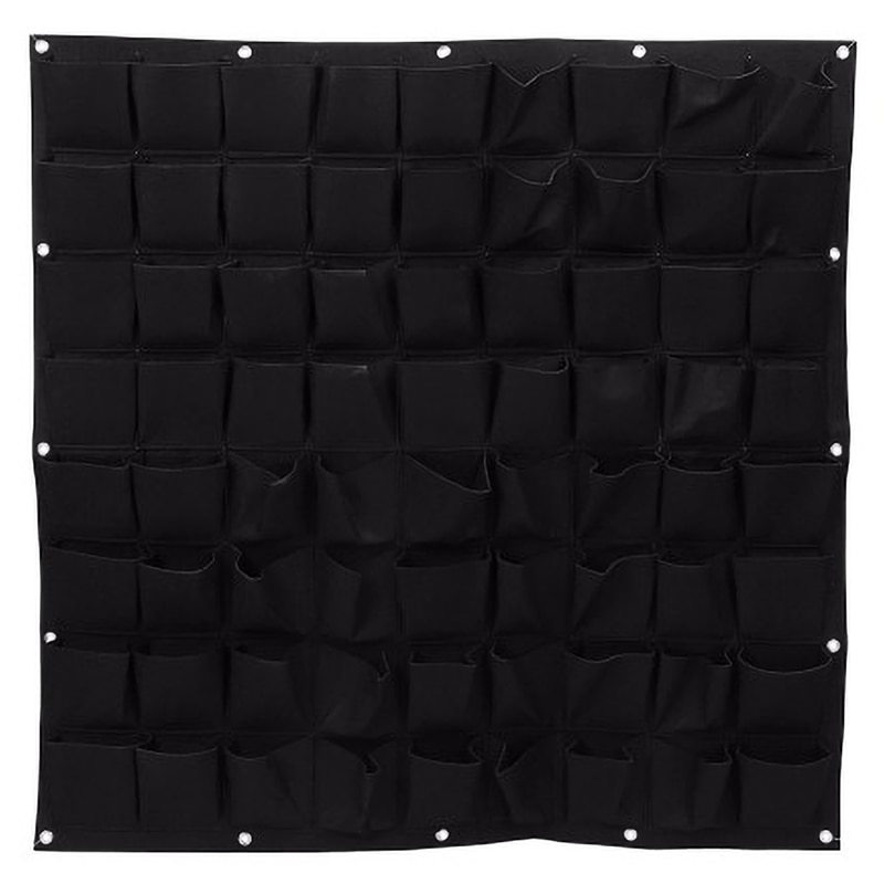 Vertical Wall Garden Planter 72 Pocket Planting Flower Greening Bag Hanging Pouch Outdoor Indoor Yard 1X1M Green