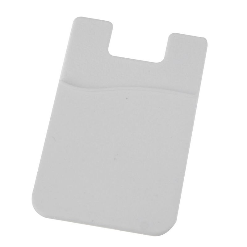 1PC belle adhésif autocollant couverture arrière porte-carte étui pochette pour téléphone portable: WHITE