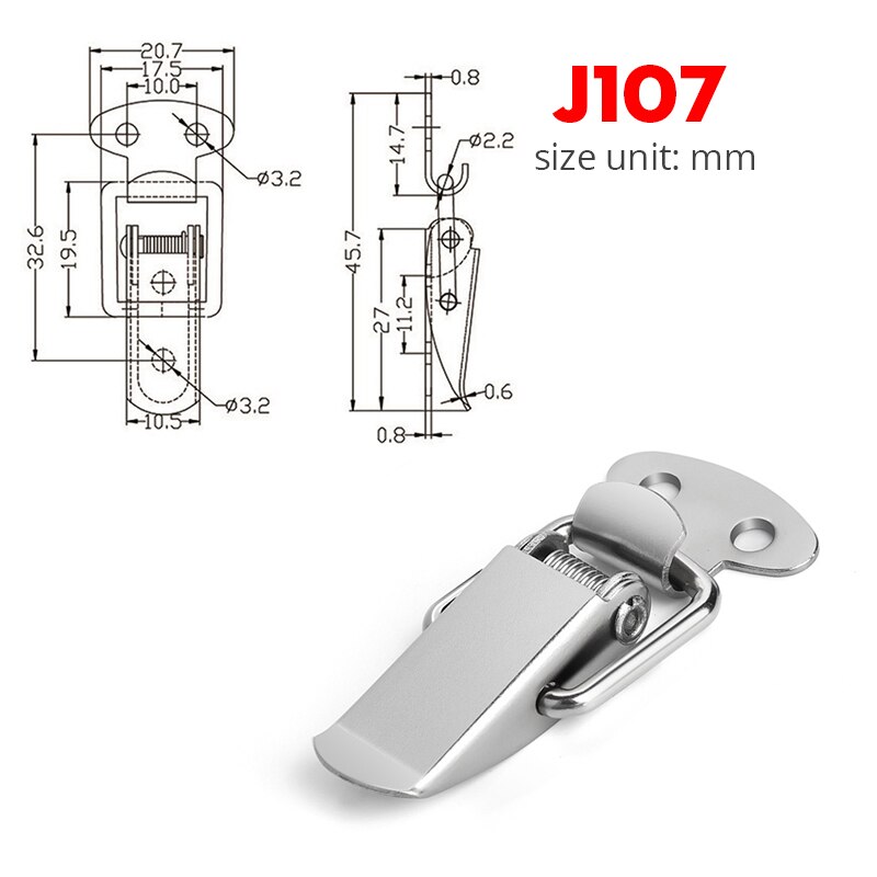 5PCS KAK J107 Hardware Cabinet Boxes Spring Loaded Latch Catch Toggle Hasp 46*21 Mild Steel Hasp For Sliding Door Simple Window: 5xJ107