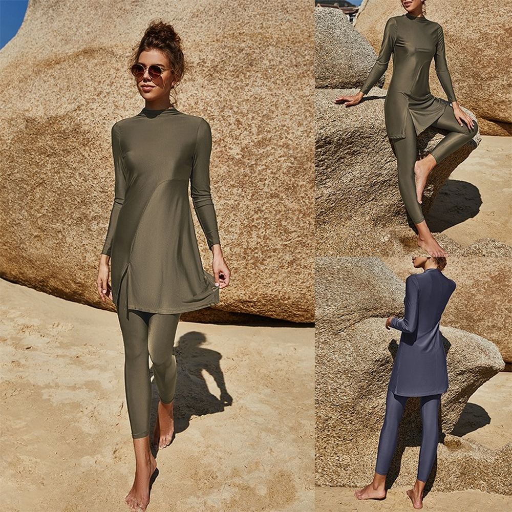 Traje de baño modesto para mujer, Burkini musulmán, traje de baño de manga larga, árabe, turco, pakistaní, Islámico