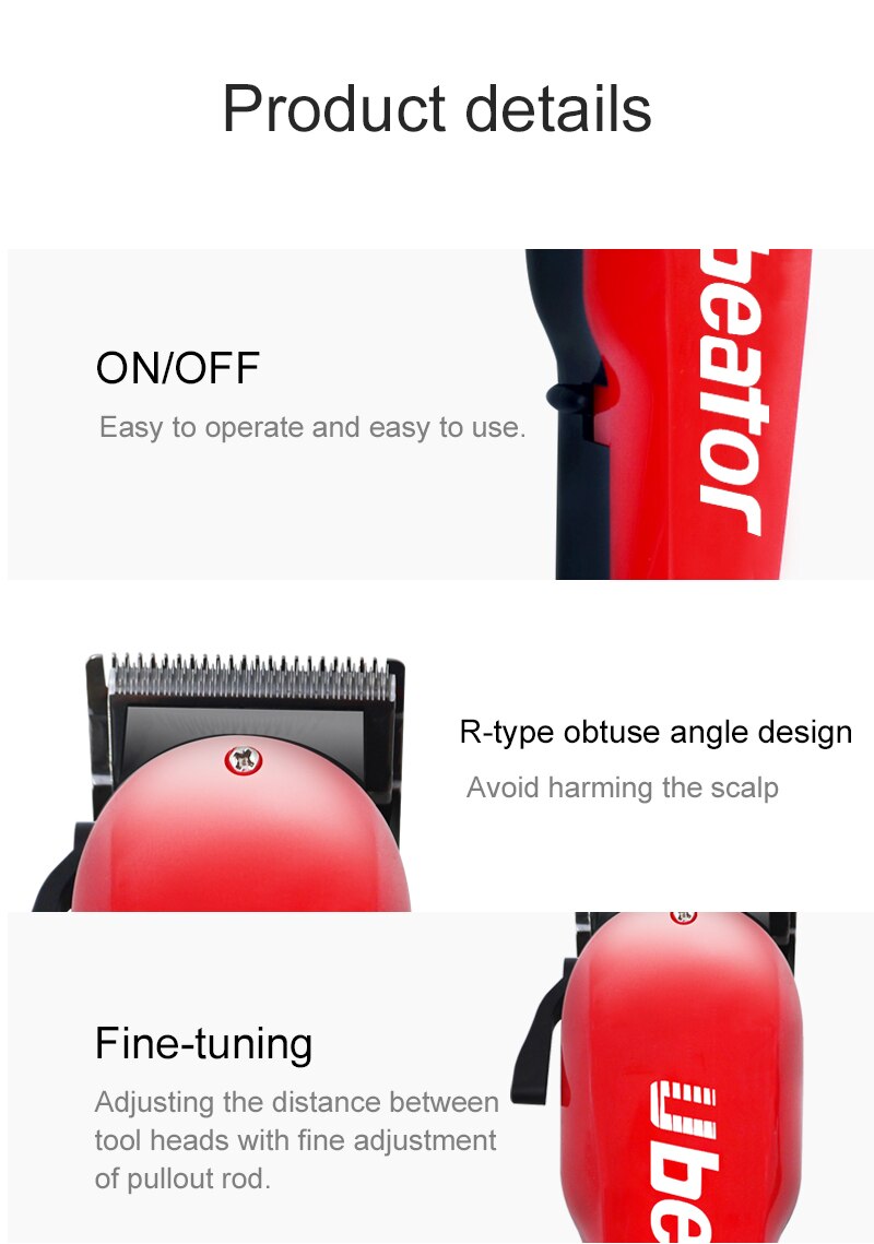 barber shop red Silver hair clipper 100-240V rechargeable cut electric hair trimmer cutter hair cutting machine haircut Cordless