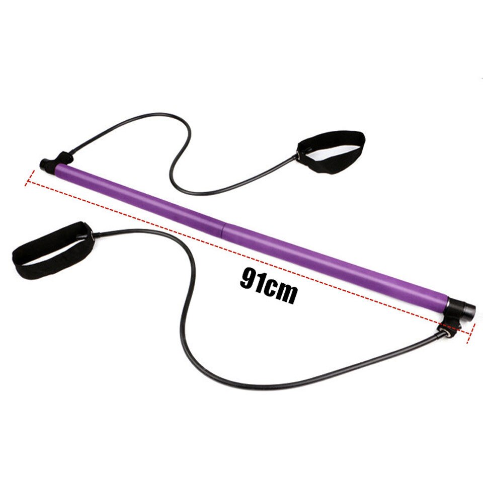 KoKossi 1Pcs Yoga Pilates Stick Bar with Resistance bands Portable Fitness Pilates Bar Crossfit Bodybuilding Rubber Tube Bands