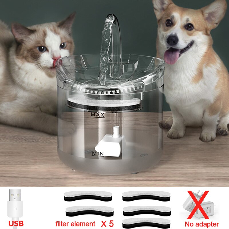 Fuente de agua inteligente para gatos, dispensador de agua con filtro automático, alimentador, Sensor de movimiento, tazón de acero inoxidable para mascotas: C-Filter X5