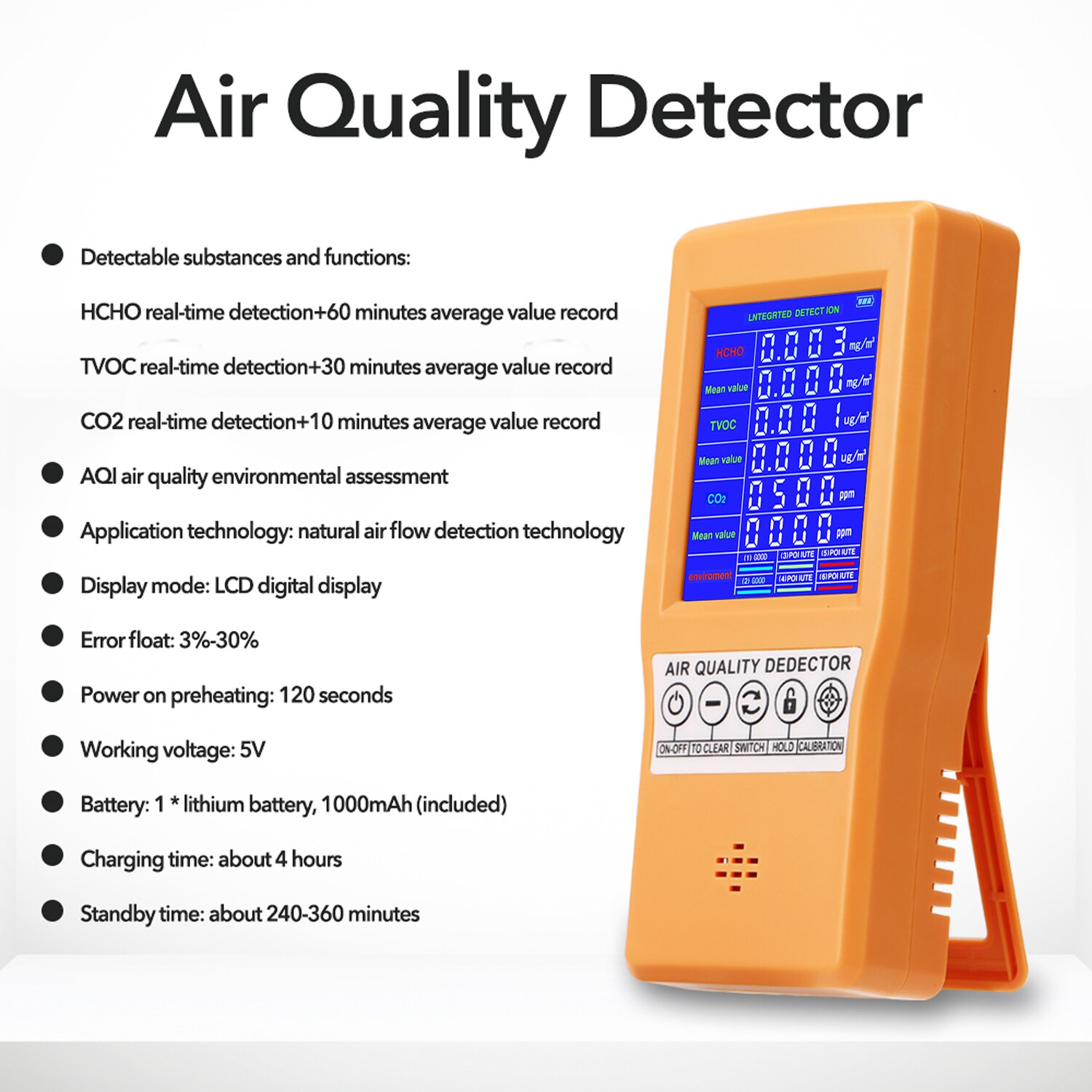 JSM-131 SC Luft Detektor CO2 Meter Digital Anzeige Hohe Genauigkeit HCHO TVOC CO2 Detektor Luft Analyzer Monitor