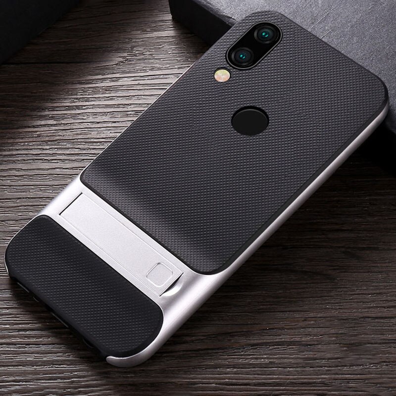 praktisch fallen für Xiaomi Redmi Hinweis 7/Hinweis7 Profi fallen Abdeckung 3D Stehen Halfter Silikon 360 Schutzhülle Redmi Hinweis7Profi 7Profi Rügestochen: Redmi Hinweis 7 / Royce Silber-