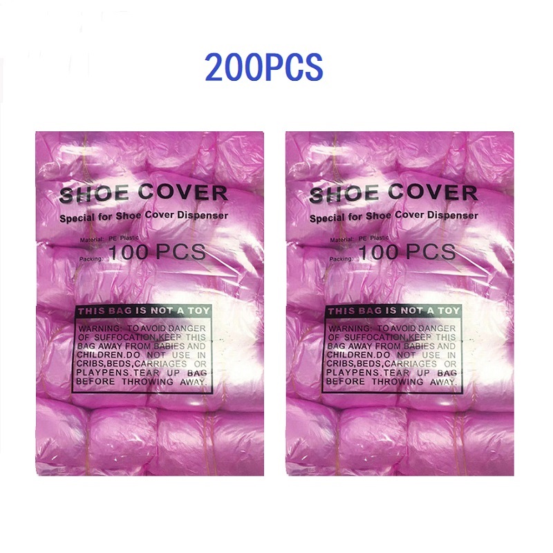Disposable T-Buckle Overshoes for Automatic Shoe Cover Dispensers Dustproof Boot Covers Waterproof Plastic and Non-Woven Indoor: Pink 200pcs